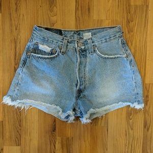 Levi's Light Wash Distressed Denim Shorts